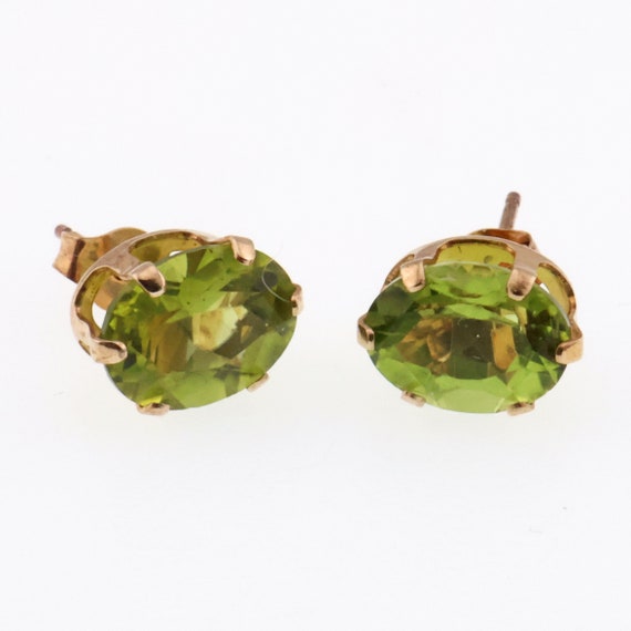 10k Yellow Gold Estate Oval Peridot Stud Earrings