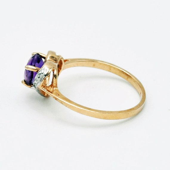 10k Yellow Gold Estate Amethyst & Diamond Heart S… - image 2