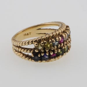 14k Yellow Gold Estate Multi Colored Gemstone Band/Ring Size 6.5