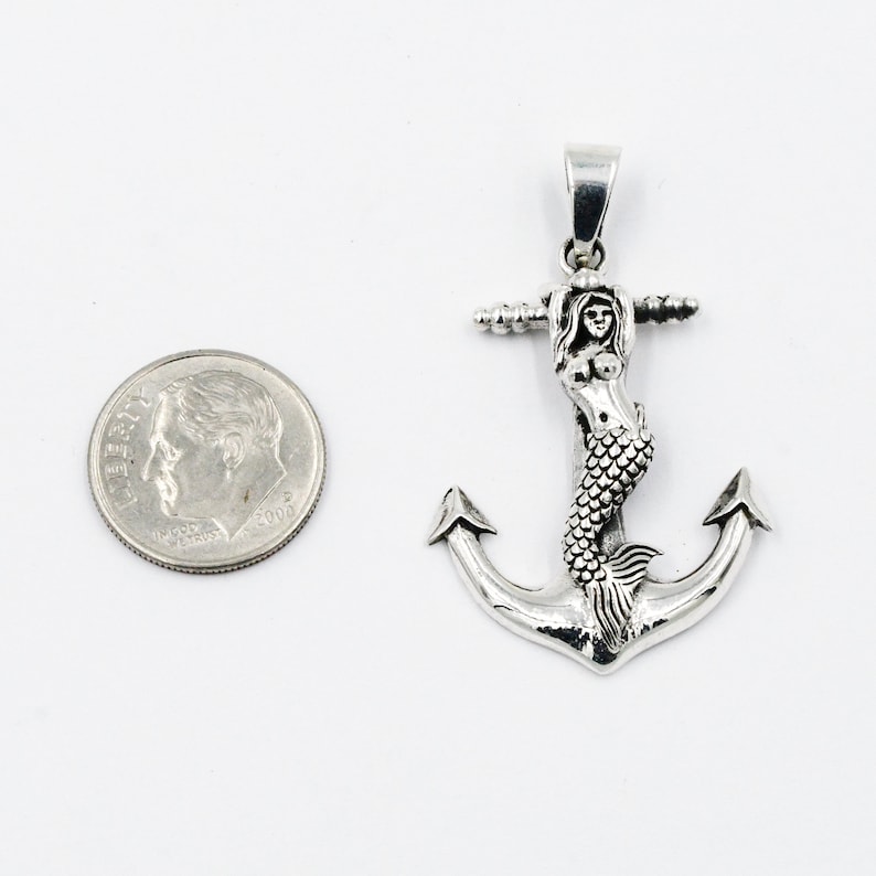 Sterling Silver 925 Anchor /& Mermaid DropDangle Nautical Pendant