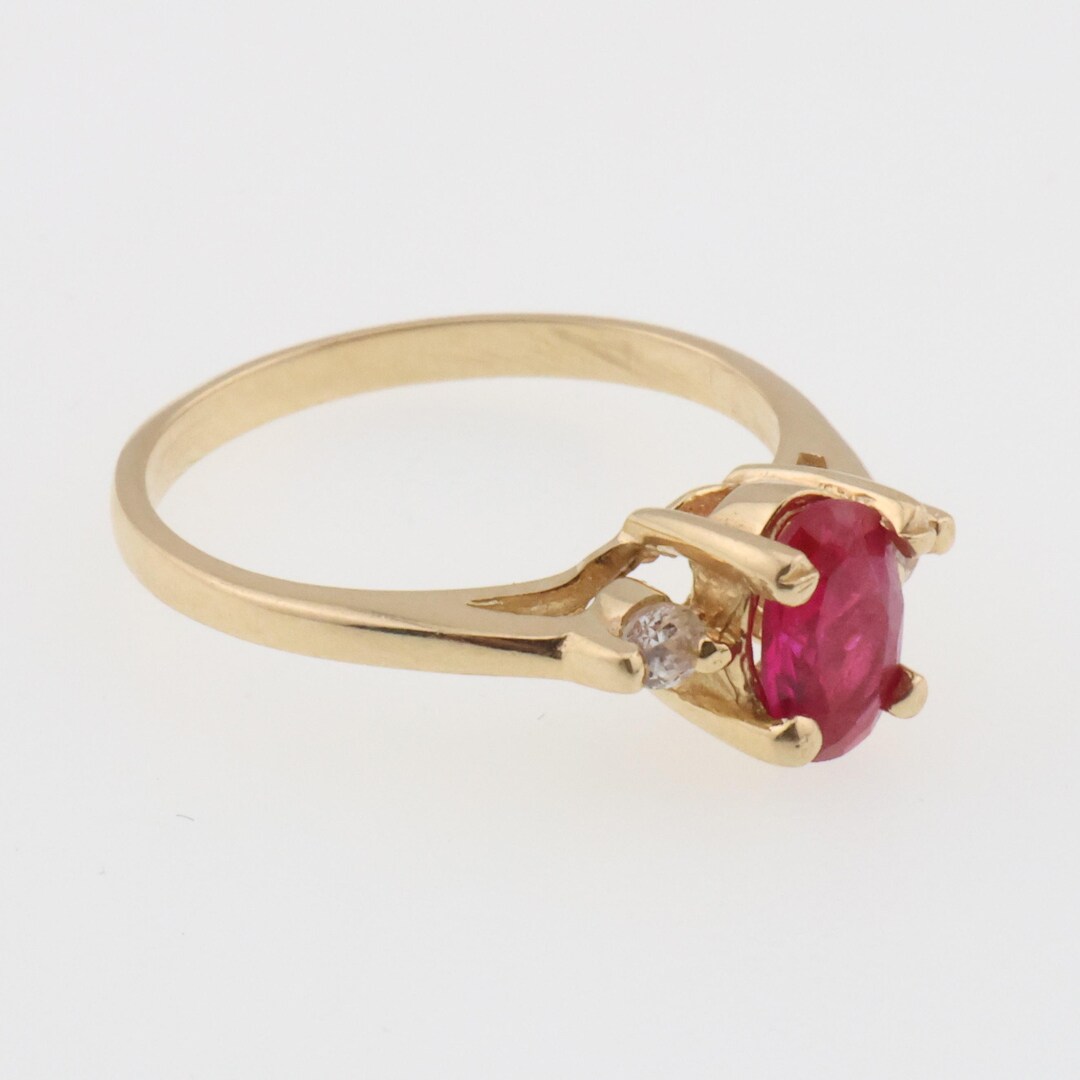 14k Yellow Gold Estate Ruby & White Gemstone Ring Size 3.75 - Etsy