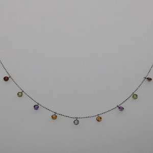 14k White Gold Estate 16.25&quot; Multi Gemstone Necklace