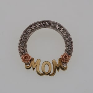 10k Tri Colored Gold Estate Mom Circle Pendant