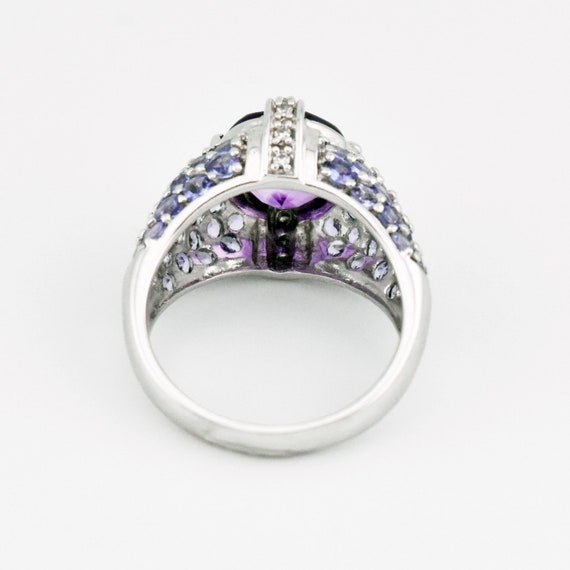 14k White Gold Estate Purple Spinel & Tanzanite R… - image 5