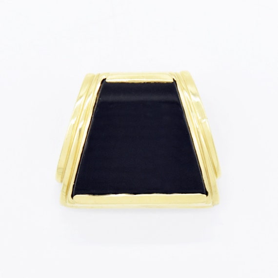 14k Yellow Gold Estate Black Onyx Slide Pendant - image 1