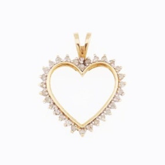 10k Yellow Gold Estate Diamond Open Heart Pendant