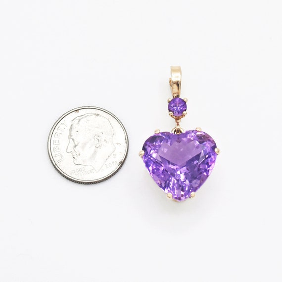 14k Yellow Gold Estate Fancy Heart Shape Amethyst… - image 3