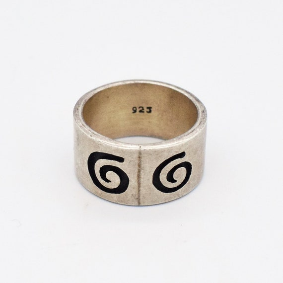 Sterling Silver 925 Mid Century Modern Swirl Wide… - image 2