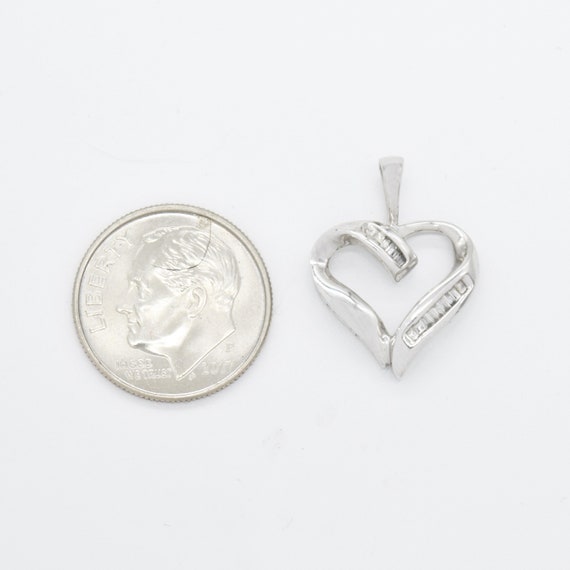 10k White Gold Estate Open Diamond Heart Pendant - image 3