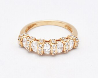 14k Yellow Gold Estate CZ Gemstone Band/Ring Size 7