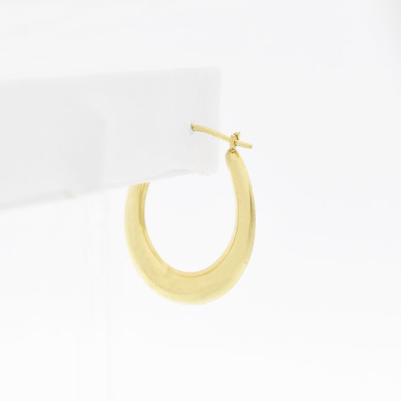 14k Yellow Gold Estate Oval Single Hoop Earring - image 2