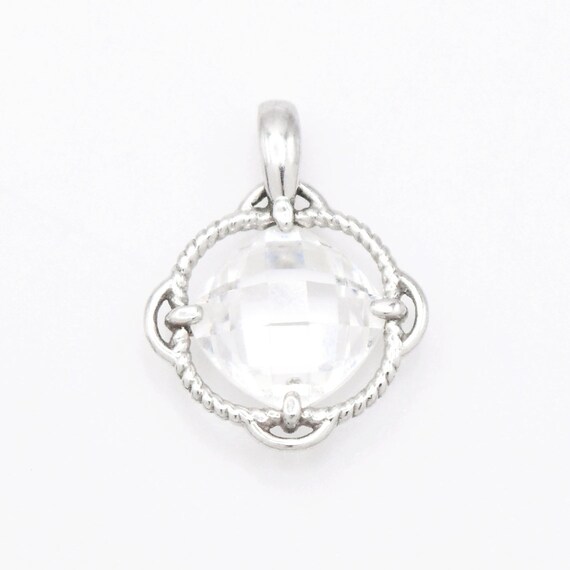 14k White Gold Estate Open Work CZ Pendant - image 1