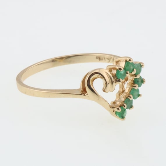 10k Yellow Gold Estate Emerald Heart Love Ring Si… - image 1
