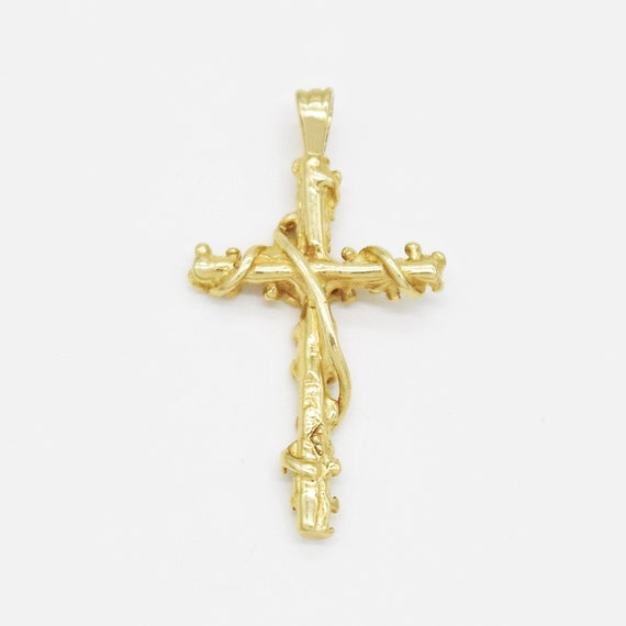 10k Yellow Gold Estate Ornate 1.25" Cross Religio… - image 2