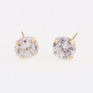 14k Yellow Gold Estate White Gemstone Stud Earrings
