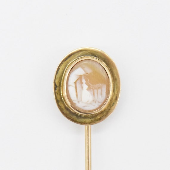 10k Yellow Gold Antique Carved 2.5" Cameo Stick P… - image 1