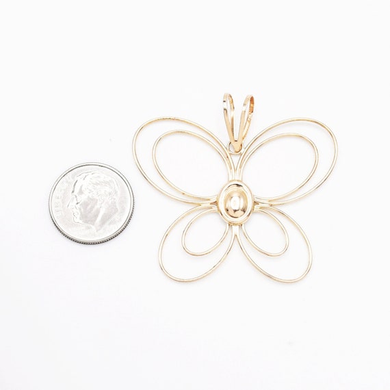 14k Yellow Gold Estate Open Butterfly Animal Pend… - image 3