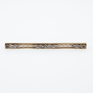 14k Yellow & White Gold 2.5&quot; Sapphire and Diamond Bar Pin