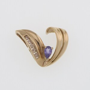 10k Yellow Gold Estate Tanzanite & Diamond Pendant