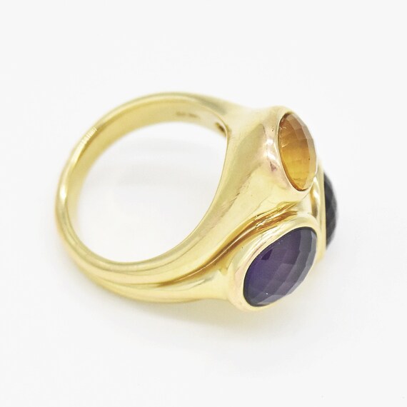 14k YG Estate Amethyst, Garnet & Citrine Modern S… - image 3