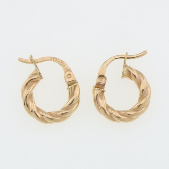 14k Yellow Gold Estate Swirled Hoop Earrings