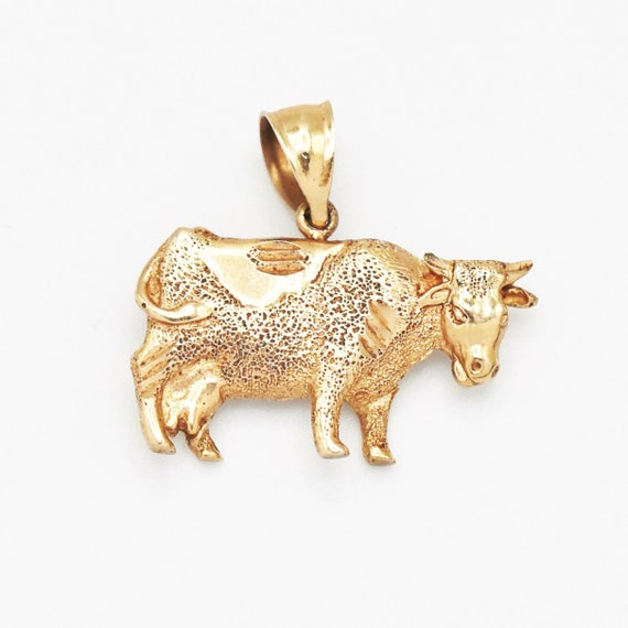 14K Solid Gold Highland Cow Charm