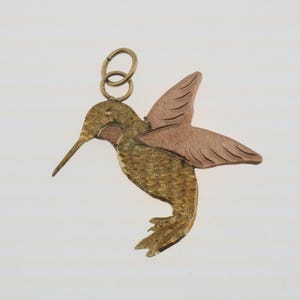 Textured 10k Yellow & Rose Gold Hummingbird Estate Pendant 0.6g
