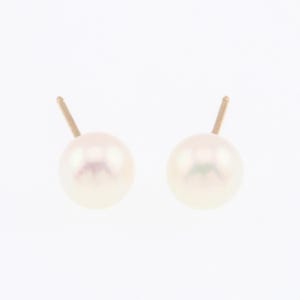 14k Yellow Gold 6.2 MM Pearl Estate Stud Earrings
