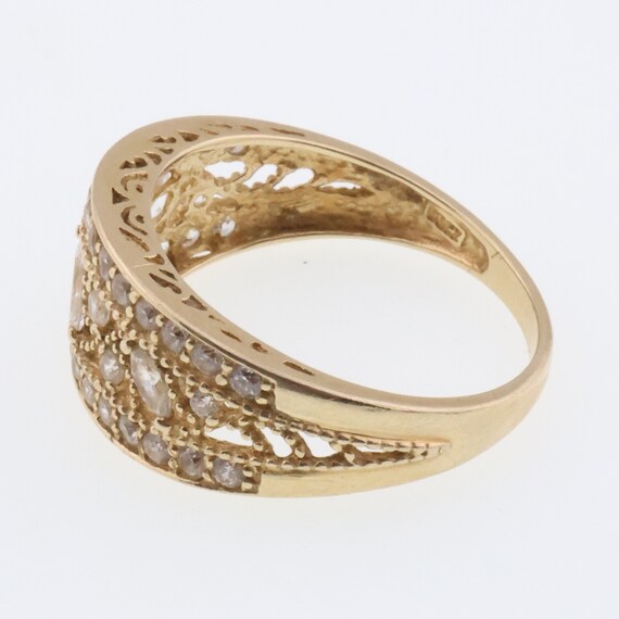 14k Yellow Gold Estate Wide Cubic Zirconia Band/R… - image 3