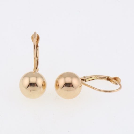 14k Yellow Gold Estate Leverback Ball Earrings