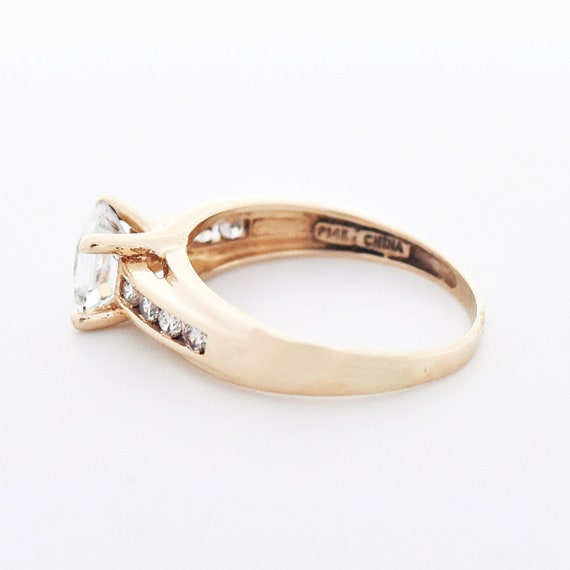 14k Yellow Gold Estate CZ Engagement Ring Size 8.… - image 4