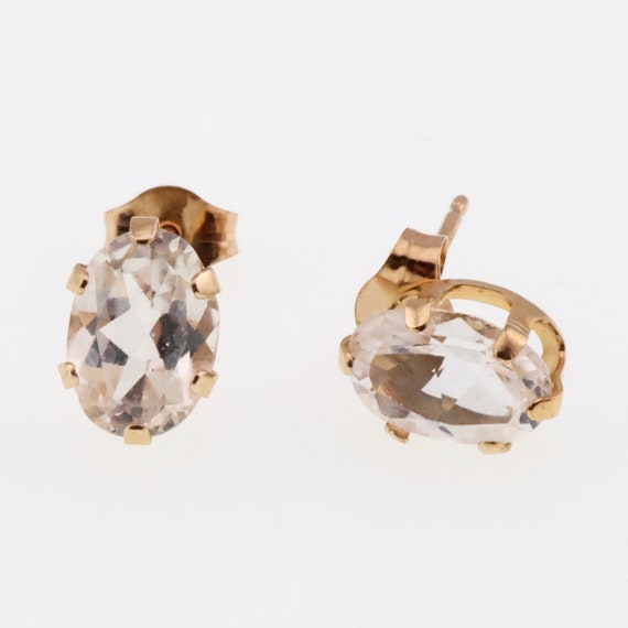 10k Yellow Gold Estate White Topaz Stud Earrings