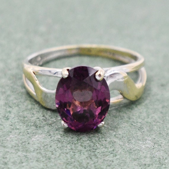 10k White Gold Estate Oval Amethyst Gemstone Soli… - image 1