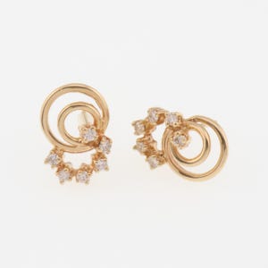 14k Yellow Gold Estate Multi Diamond Stud Earrings