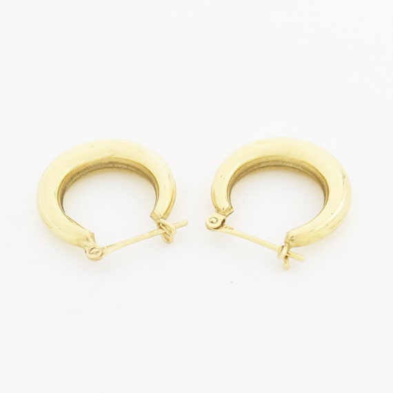 14k Yellow Gold Estate Circle Hoop Earrings - image 2