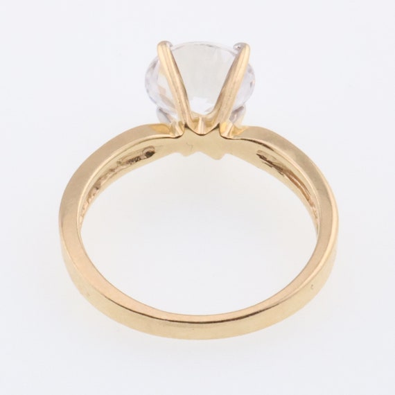 10k Yellow Gold Solitaire White Gemstone Estate R… - image 5