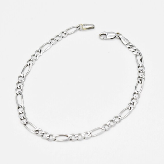 14k White Gold Estate 8.25" Figaro Link Bracelet - image 4