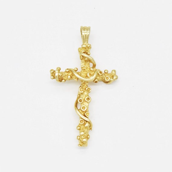 10k Yellow Gold Estate Ornate 1.25" Cross Religio… - image 1