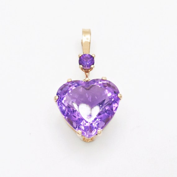 14k Yellow Gold Estate Fancy Heart Shape Amethyst… - image 1