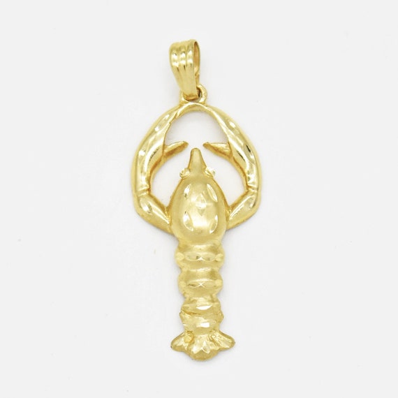 14k Yellow Gold Estate Textured Lobster Animal Cha
