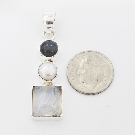 New Sterling Freshwatr Pearl Labradorite & Rainbo… - image 2
