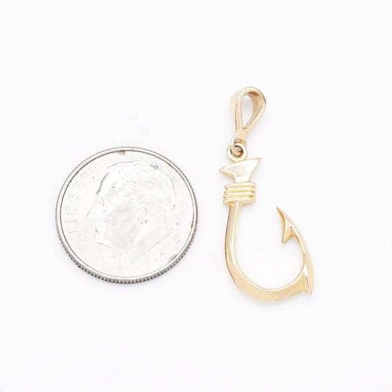 14k Yellow Gold Estate Fish Hook Pendants Gem