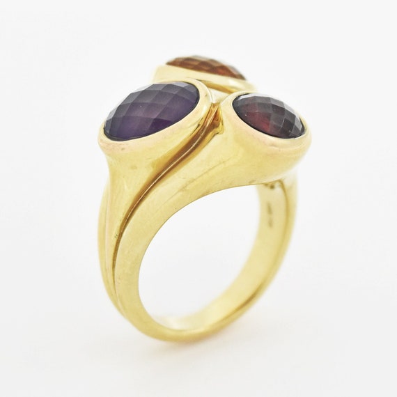 14k YG Estate Amethyst, Garnet & Citrine Modern S… - image 1