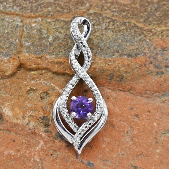 10k White Gold Estate Diamond & Amethyst Gemstone… - image 1