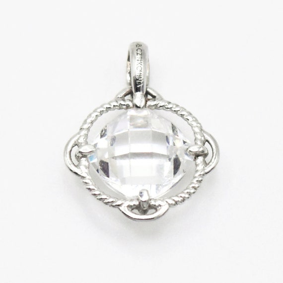 14k White Gold Estate Open Work CZ Pendant - image 2