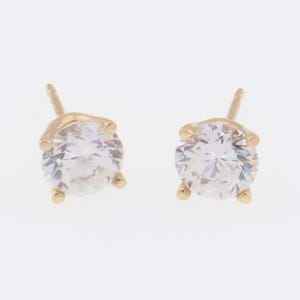 14k Yellow Gold Cubic Zirconia Estate Stud Earrings