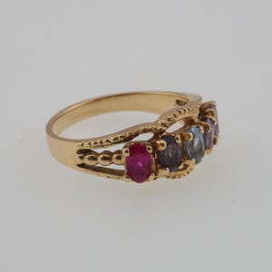 14k Yellow Gold Estate Multi Colored Gemstone Ring Size 8
