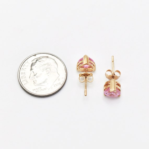 14k Yellow Gold Estate Pink Heart Shape Rose Quar… - image 3