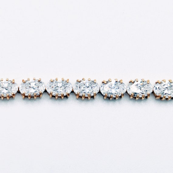 14k Yellow Gold Estate 7.75" Fancy CZ Bracelet - image 1