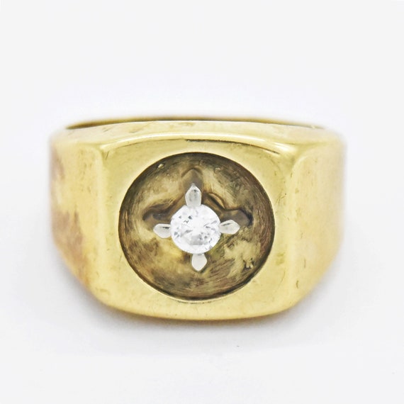 14k Yellow Gold Vintage Inset Diamond Ring Size 8